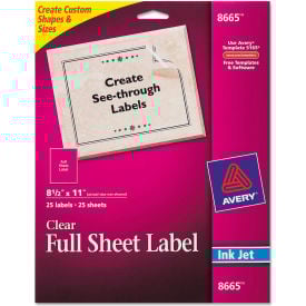 Avery® Full-Sheet Inkjet Labels 8-1/2 x 11 Clear 25/Pack