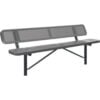 Global Industrial™ 8' Outdoor Steel Bench w/ Backrest Perforated Metal In Ground Mount Gray