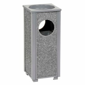 Global Industrial™ Stone Panel Trash Sand Urn Gray 2-1/2 Gallon 10-1/4"" Square x 24""H