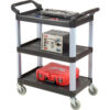Luxor Service Cart w/3 Shelves 200 lb. Capacity 33-1/2""L x 16-3/4""W x 36-3/4""H Black