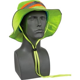Ergodyne Chill-Its® Evap. Class Headwear Hi-Vis Ranger Hat w/Built-In Cooling Towel Lime L/XL