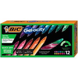 BIC® Gel-ocity Quick Dry Retractable Gel Pen 0.7mm Assorted Ink/Barrel 12/Pack