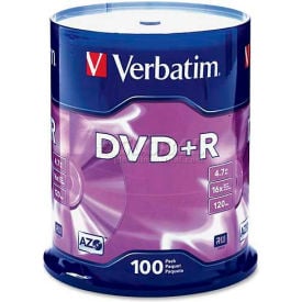 Verbatim® DVD+R Disc 95098 4.7GB 120 Minutes 16X 100/Pk Silver