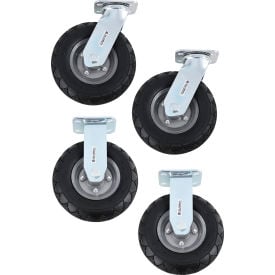 Global Industrial™ 8"" Pneumatic Caster Kit For 12-20BU Plastic Bulk Box Truck 2 Swivel/2 Rigid
