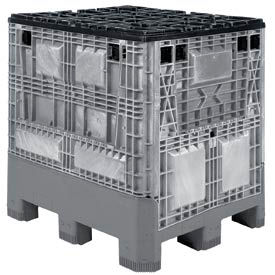 Buckhorn® Plastic Folding Bulk Shipping Container 48""L x 40""W x 46""H 1200 lb. Capacity Gray