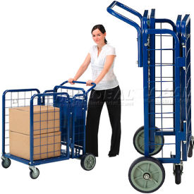 Global Industrial™ Fold-A-Way Stock Cart w/2 Shelves 750 lb. Cap 38""L x 28""W x 39""H Blue