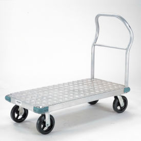 Global Industrial™ Aluminum Diamond Deck Platform Truck 48x30 2400 Lb. Cap. 8"" Rubber Casters