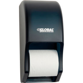 Global Industrial™ Plastic Standard Double Toilet Tissue Dispenser Two 5-1/4"" Rolls Gray