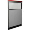 Interion® Deluxe Office Partition Panel w/Partial Window & Pass-Thru Cable 48-1/4Wx77-1/2H GRY
