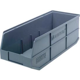 Quantum Plastic Stackable Shelf Bin SSB483 8-1/4""W x 20-1/2""L x 7""H Gray