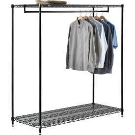 Free Standing Clothes Rack - 2 Shelf - 60""W x 24""D x 63""H - Black