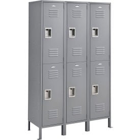 Global Industrial™ Infinity® 2-Tier 6 Door Locker 45"W x 18"D x 78"H Gray Unassembled