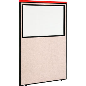 Interion® Deluxe Office Partition Panel with Partial Window 48-1/4""W x 73-1/2""H Tan