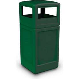 PolyTec™  Square Waste Container with Dome Lid Green 42-Gallon