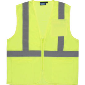 ERB® Aware Wear® S363P ANSI Class 2 Economy Mesh Safety Vest Zipper Closure XL Lime