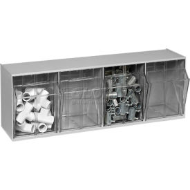 Quantum Tip Out Storage Bin QTB304 - 4 Compartments Gray