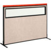 Interion® Deluxe Freestanding Office Partition Panel w/Partial Window 60-1/4""W x 43-1/2""H Tan