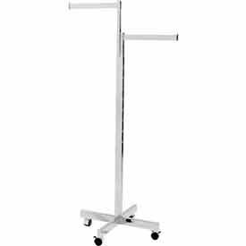 2-Way Heavy Duty Straight Arms w/ ""X"" Style Base (K21X) Rolling Rack - Rectangular Tubing - Chrome