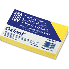 Oxford® UnRule Index Cards 7320CAN 3"" x 5"" Canary 100/Pack
