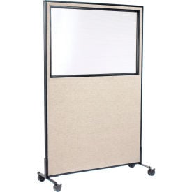 Interion® Mobile Office Partition Panel with Partial Window 48-1/4""W x 99""H Tan