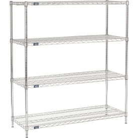 Nexel® 4 Shelf Chrome Wire Shelving Unit Starter 54""W x 18""D x 54""H