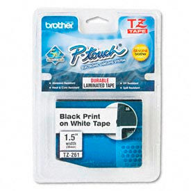 P-Touch TZ Tape Cartridge TZ Standard Laminated Tape Black on White 1-1/2W
