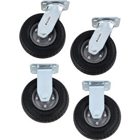 Global Industrial™ 6"" Pneumatic Caster Kit For 6-8BU Plastic Bulk Box Truck 2 Swivel/2 Rigid