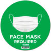 Global Industrial™ 12"" Round Face Mask Required Wall Sign Green Adhesive