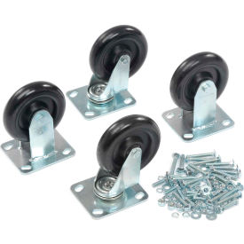 Global Industrial™ 5"" x 1-1/4"" Polyurethane Caster Kit 2 Swivel 2 Rigid