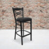 Flash Furniture X-Back Metal Restaurant Barstool - Black Vinyl Seat - HERCULES Series