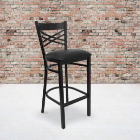 Flash Furniture X-Back Metal Restaurant Barstool - Black Vinyl Seat - HERCULES Series