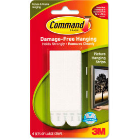 3M Command™ Picture Hanging Strips 1/2"" x 3 5/8"" White 4/Pack