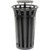 Global Industrial™ Outdoor Slatted Steel Trash Can With Rain Bonnet Lid 24 Gallon Black