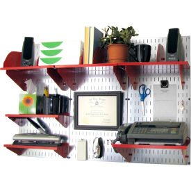 Wall Control Office Wall Mount Desk Storage and Organization Kit Galvanized Red 48"" X 32"" X 12""