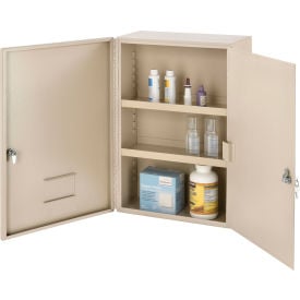 Global Industrial™ Medium Narcotics Cabinet Double Door/Double Lock 16""W x 8""D x 24""H Beige