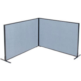 Interion® Freestanding 2-Panel Corner Room Divider 60-1/4""W x 42""H Panels Blue