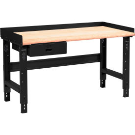 Global Industrial™ 60 x 30 Adj Height Workbench w/Drawer Black- Maple Safety Edge Top