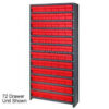 Quantum CL1275-701 Closed Shelving Euro Drawer Unit - 36x12x75 - 48 Euro Drawers Red