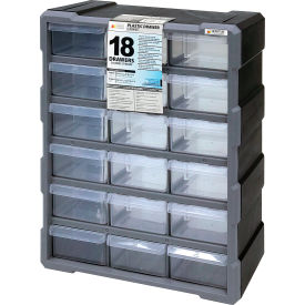 Quantum Plastic Drawer Cabinet PDC-18BK - 18 Drawers 6-1/4""W x 15""D x 18-3/4""H