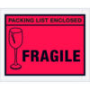Full Face Envelopes ""Packing List Enclosed-Fragile"" Print 5-1/2""L x 4-1/2""W Red 1000/Pack