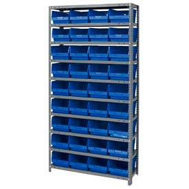 Global Industrial™ Steel Shelving With 36 4""H Plastic Shelf Bins Green 36x12x72-13 Shelves