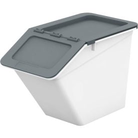 Shuter Stack & Nest Storage Bin 1010110 - White with Gray Lid 8-7/8""L x 16-1/8""W x 11-1/4""H