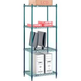 Nexel® 4 Shelf Poly-Green® Wire Shelving Unit Starter 24""W x 18""D x 54""H