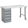 Global Industrial™ 60 x 30 Pedestal Workbench - 4 Drawers Plastic Laminate Square Edge - Gray