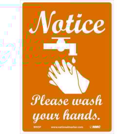 Notice Please Wash Your Hands Sticker 7"" X 10"" Vinyl Adhesive