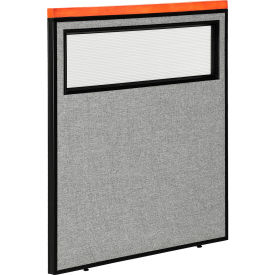 Interion® Deluxe Office Partition Panel with Partial Window 36-1/4""W x 43-1/2""H Gray