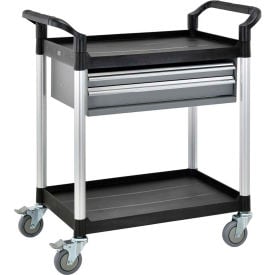 Global Industrial™ Utility Cart 2 Shelves 2 Drawers 440 lb. Cap 26""L x 17""W x 37""H Black
