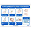 Fight Germs By Washing Your Hands Sign 10"" X 14"" Plastic