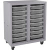 Hirsh Industries® Mobile Bin Tower Platinum 22604 with 16 Clear Bins - 30"" x 18"" x 36""