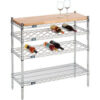 Nexel® Chrome Wine Display Unit - Wood Top - 48""W x 14""D x 34""H - 4 Tier